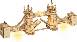 Fából készült térbeli Tower Bridge puzzle LED világítással