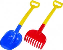 Homokozó készlet: nagy két színű lapát és gereblye