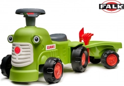 CLAAS lábbal hajtós traktor világoszöld, utánfutóval
