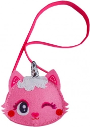 Kreatív készlet – kis filc kézitáska cicával, rózsaszín