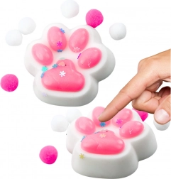Antistressz squishy gyúró cica mancs fehér és rózsaszín csillámokkal