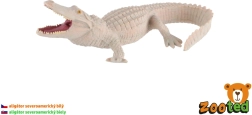 Fehér észak-amerikai aligátorfigura, 15 cm