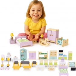 Fa babaház bútor – 30 darabos készlet