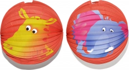 Papír lampion, gömb alakú, állatmintával, 25 cm