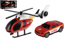 Tűzoltó mentési készlet helikopterrel és autóval