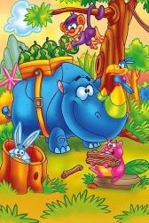 Fa puzzle Dolgozó orrszarvú 16 darab