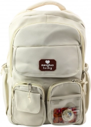 Városi iskolai hátizsák tapírral bézs