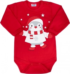 Hosszú ujjú baba body New Baby Winter Penguin, piros