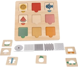 Fa oktató kirakó mintákkal 28 × 28 cm