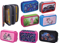 Háromszintes iskolai tolltartó felszereléssel