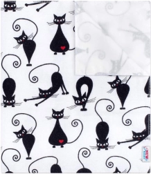 Vízálló flanel pelenkázó alátét babáknak NEW BABY fehér fekete macskával