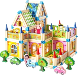 2Kids Toys színes kastély fa építőjáték
