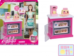 30 cm-es szakácsbaba konyhaszekrénnyel és kiegészítőkkel