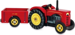Le Toy Van piros traktor és utánfutó