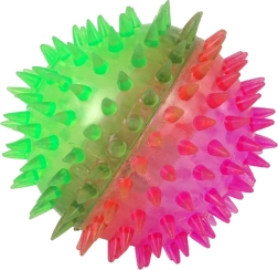 Átlátszó tüskés labda 8,5 cm, kétszínű fénnyel