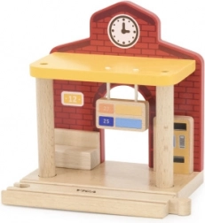 fény- és hangeffektes fa vasútállomás