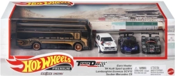 Hot Wheels prémium készlet: 3 kisautó és csapatszállító vontató