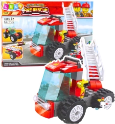 Tűzoltóautó építőkészlet létrával, 67 darab