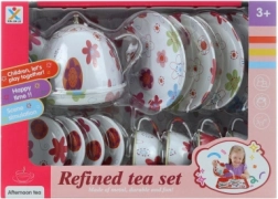 Bádog teáskészlet virágokkal