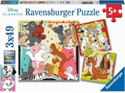 Ravensburger puzzle Disney Classics: állatkák jókedvben 3×49 darab