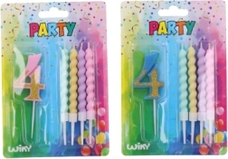 Party gyertya a 4-es számmal és 4 gyertyával