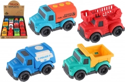 eco plast teherautók 10 cm, szabadon futó, vegyes típusok, 12 db-os doboz