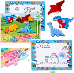 Fa oktatási dinoszaurusz puzzle rajzolótáblával