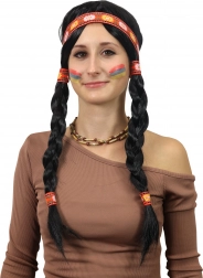 Ribana indián paróka fonott copfokkal felnőtteknek