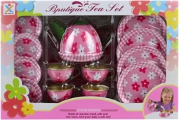 Bádog teás készlet virágmintával gyerekeknek