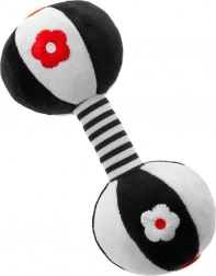 Szenzoros kontrasztos csörgős játék Akuku súlyzó