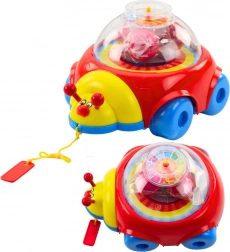 Húzható katicabogár golyókkal és órával gyerekeknek