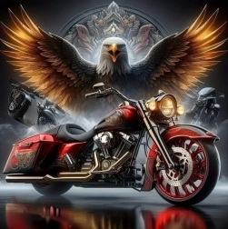 Gyémántfestés motor sassal 30 × 40 cm