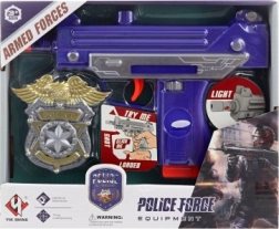 Világító és hangot adó gyerek pisztoly elemmel