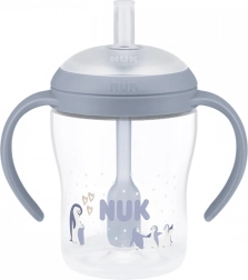 NUK Perfect Match tanuló cumisüveg szilikon szívószállal 150 ml, pingvin
