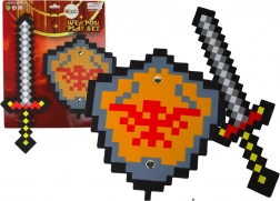 Habos lovagi készlet pixeles karddal és pajzzsal