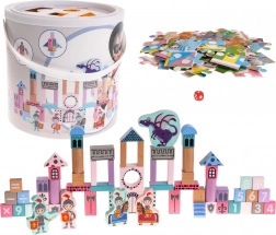 Fa építőkészlet, vár lovagokkal, 3+ éves gyermekeknek