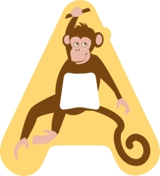 Fa betű A - Dekoráció majommal