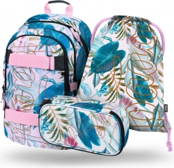 Sada BAAGL Skate Leafs: hátizsák, tolltartó és zsák