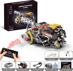 Motor építőkészlet USB-vel, LED fénnyel és füsthatással (1394 darab)