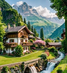 Gyémántfestés Ház a Svájci hegyekben 30x40 cm