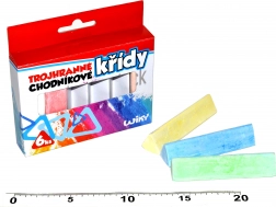 Háromszögletű színes járdakréták, 6 db