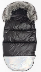 Luxus téli bundazsák levehető szőrmével Shine New Baby fekete–ezüst