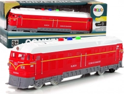 1:32 méretarányú súrlódó meghajtású játékvonat, fényekkel és hangokkal – piros