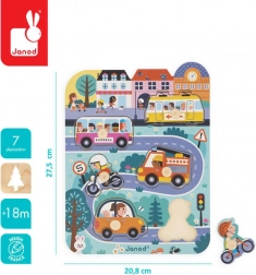 Janod - Fa puzzle a városban, 6 darab, 18 hónap+