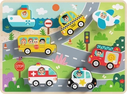 Tooky Toy fa Montessori beillesztő – közlekedési eszközök (7 darab)