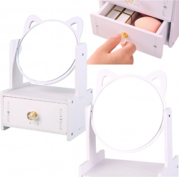 Mini toalettasztal tükörrel és fiókkal, fülekkel