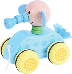 Fából készült húzható kiselefánt zsinóron