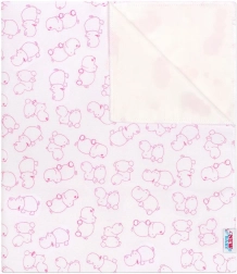 Vízálló flanel pelenkázó alátét New Baby, víziló, fehér–rózsaszín