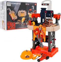Gyerek barkácsműhely 3 az 1-ben bőrönddel és akkus fúróval, 78 darab