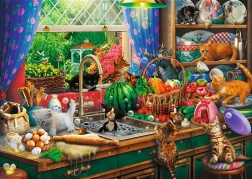 TREFL Puzzle Premium Plus: Teaidő vidám kiscicákkal 1000 darabos